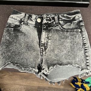 Black denim shorts